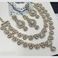 NAFJ Royal Sparkle Pota Stone d And Austrian Double Necklace Set