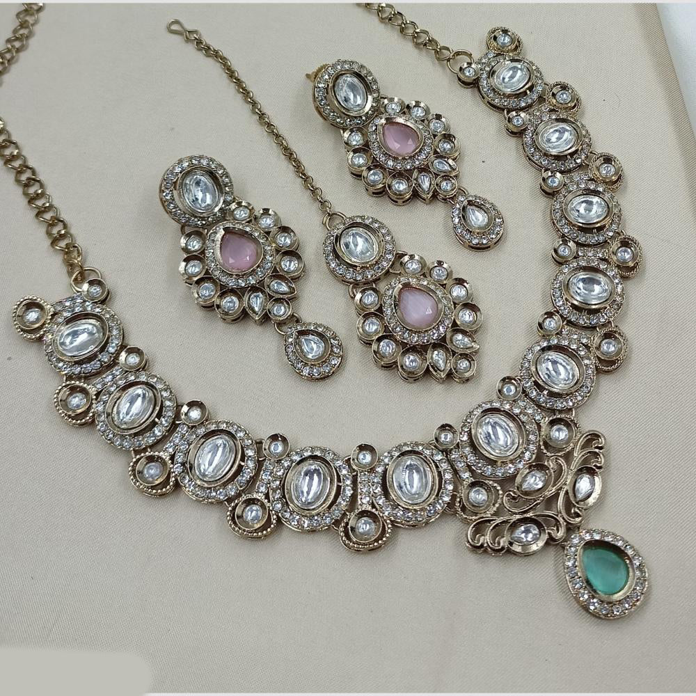 NAFJ Premium Royal Look Kundan Stone Embellished Necklace Set