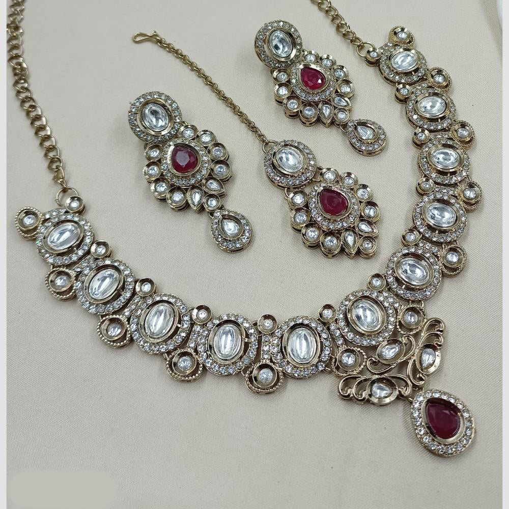 NAFJ Premium Royal Look Kundan Stone Embellished Necklace Set