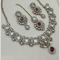 NAFJ Premium Royal Look Kundan Stone Embellished Necklace Set