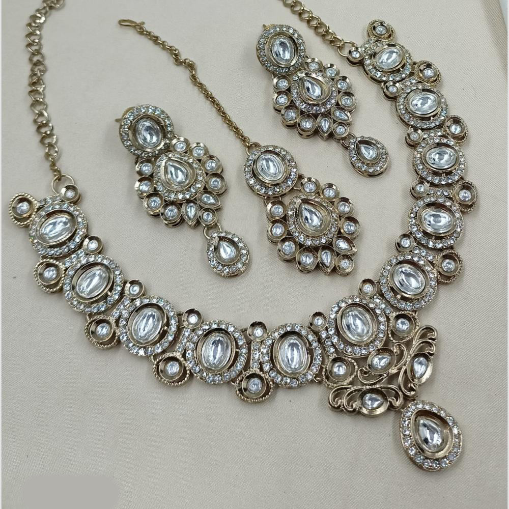 NAFJ Premium Royal Look Kundan Stone Embellished Necklace Set