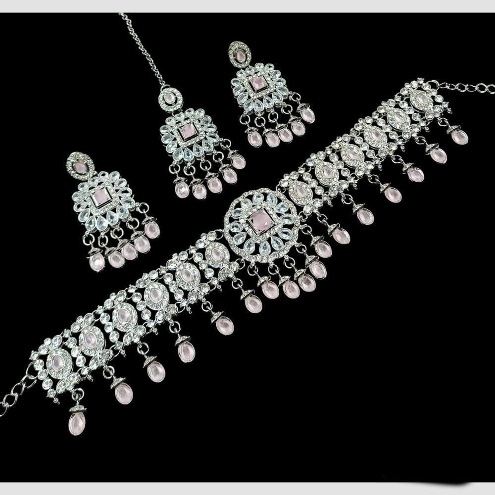 NAFJ Regal Style Crystal Stone And Austrian Stone  Choker Necklace Set