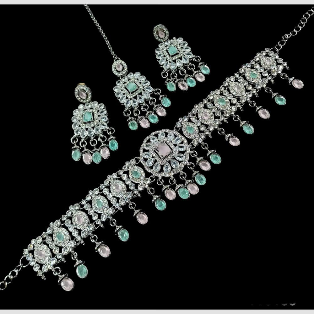 NAFJ Regal Style Crystal Stone And Austrian Stone  Choker Necklace Set