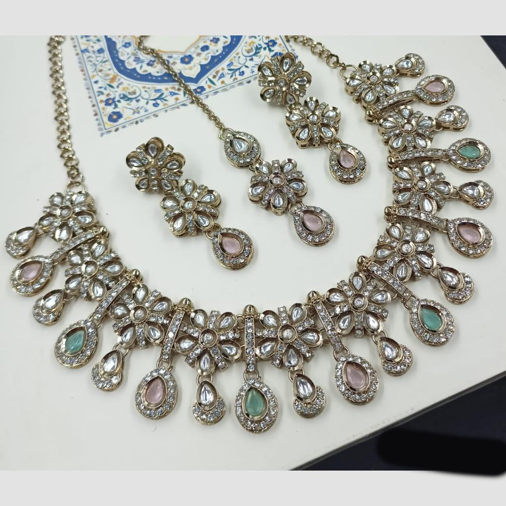 NAFJ Premium Designer Kundan Stone Embellished Necklace Set