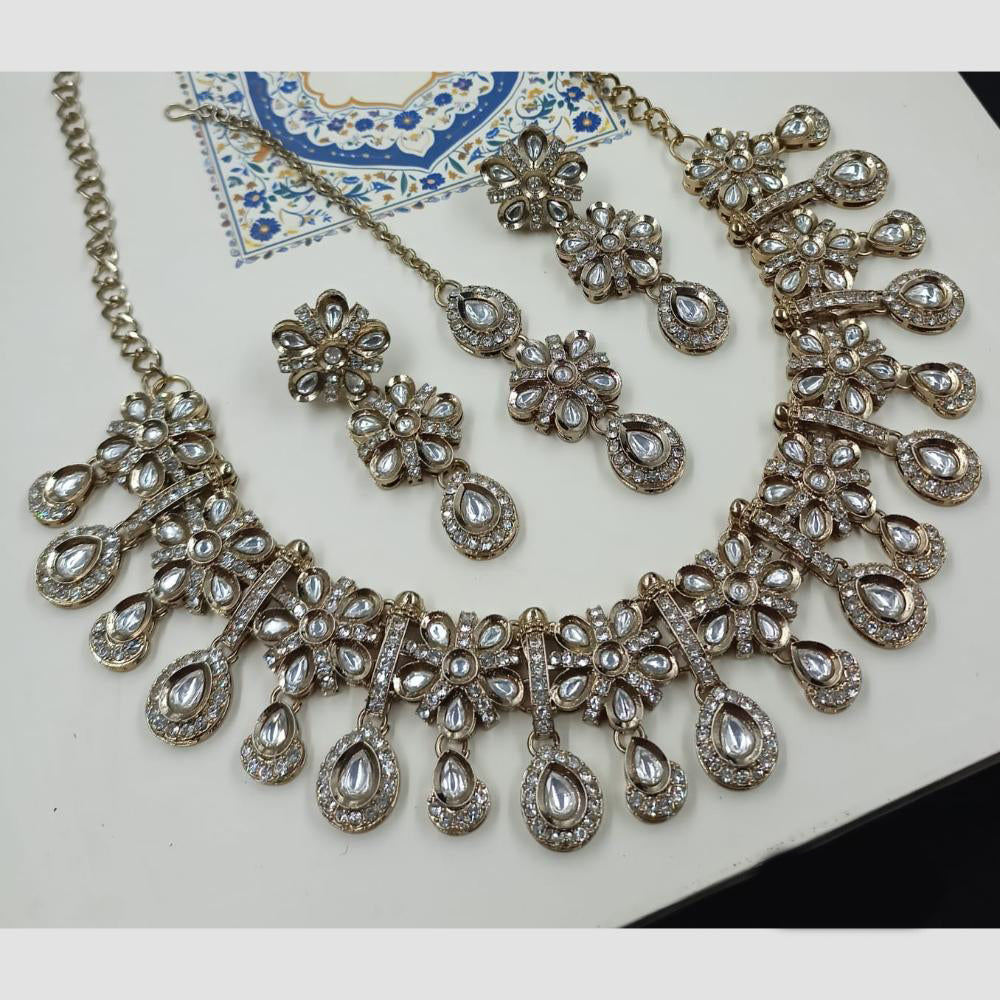 NAFJ Premium Designer Kundan Stone Embellished Necklace Set