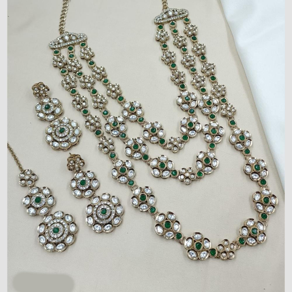 NAFJ Traditional Polki Kundan Stone Embellished Multilayer Necklace Set