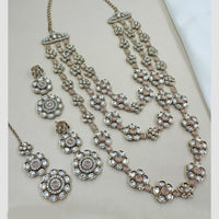 NAFJ Traditional Polki Kundan Stone Embellished Multilayer Necklace Set