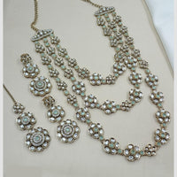 NAFJ Traditional Polki Kundan Stone Embellished Multilayer Necklace Set