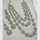 NAFJ Traditional Polki Kundan Stone Embellished Multilayer Necklace Set