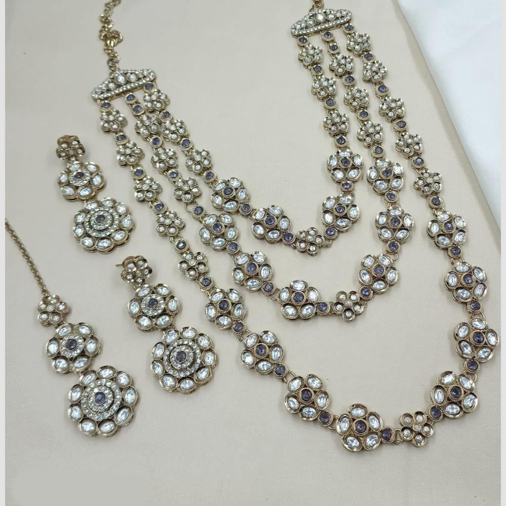 NAFJ Traditional Polki Kundan Stone Embellished Multilayer Necklace Set