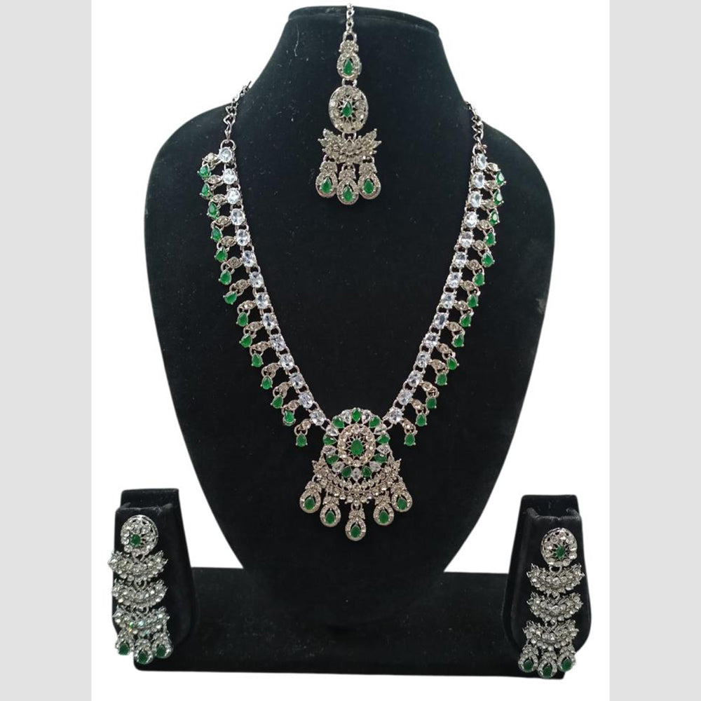 NAFJ Trendy Ethnic Crystal Stone And Austrian Stone Necklace Set