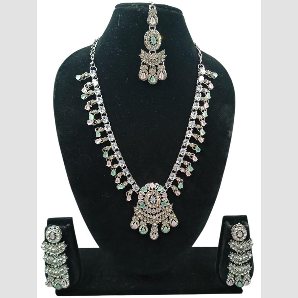 NAFJ Trendy Ethnic Crystal Stone And Austrian Stone Necklace Set