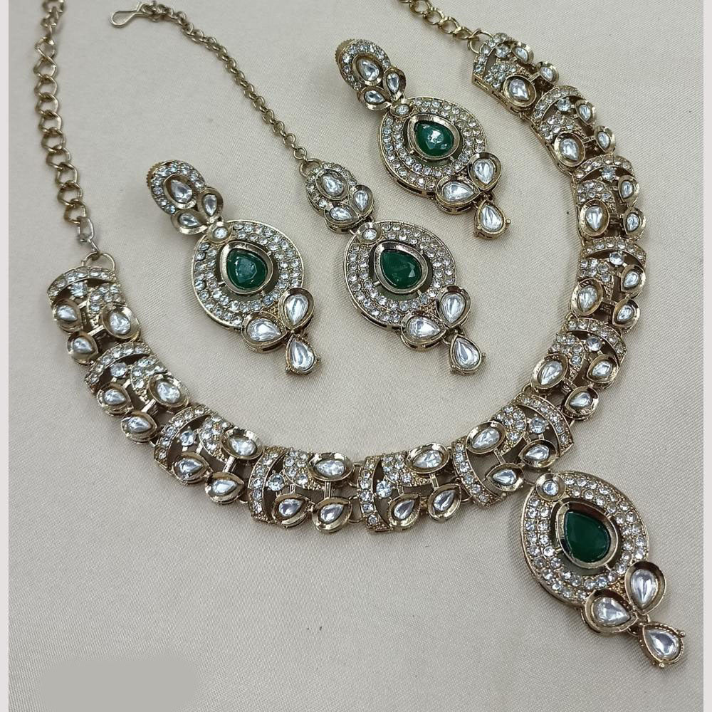 NAFJ Premium Royal Look Kundan Stone Embellished Necklace Set