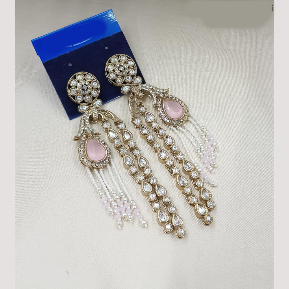 NAFJ Royal Look Kundan Stone  And Pearl Dangler Earrings
