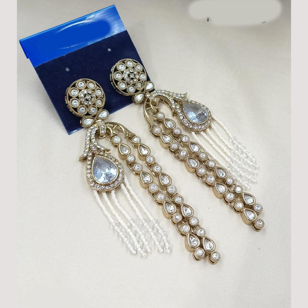 NAFJ Royal Look Kundan Stone  And Pearl Dangler Earrings