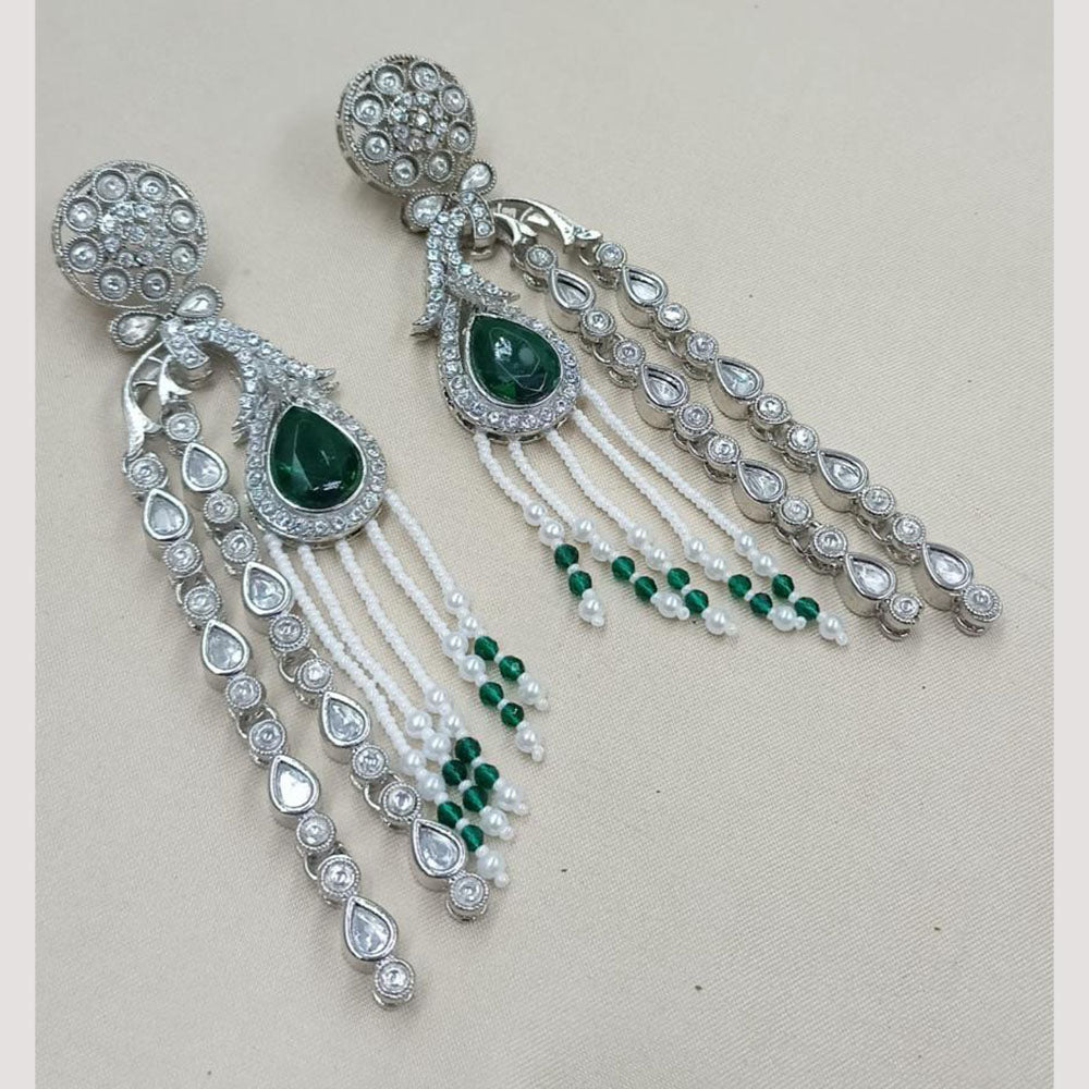 NAFJ Royal Look Kundan Stone  And Pearl Dangler Earrings