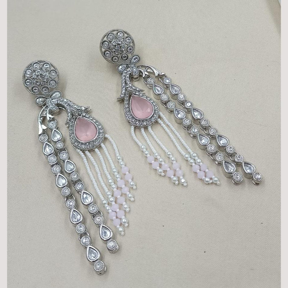 NAFJ Royal Look Kundan Stone  And Pearl Dangler Earrings