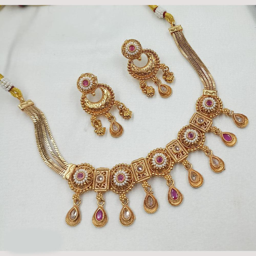 NAFJ Elegant Pota Stone And Pearl Necklace Set