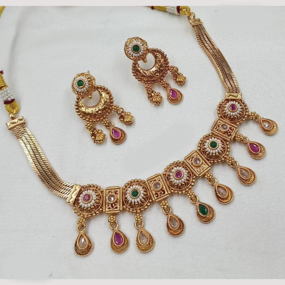NAFJ Elegant Pota Stone And Pearl Necklace Set