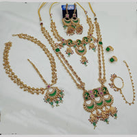 NAFJ Grand Pota Stone And Pearl Wedding Bridal Set