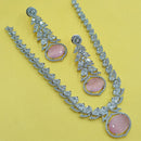 NAFJ Royal Elegance American Daimond And Pearl Long Necklace Set