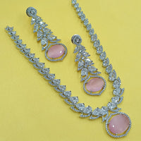 NAFJ Royal Elegance American Daimond And Pearl Long Necklace Set