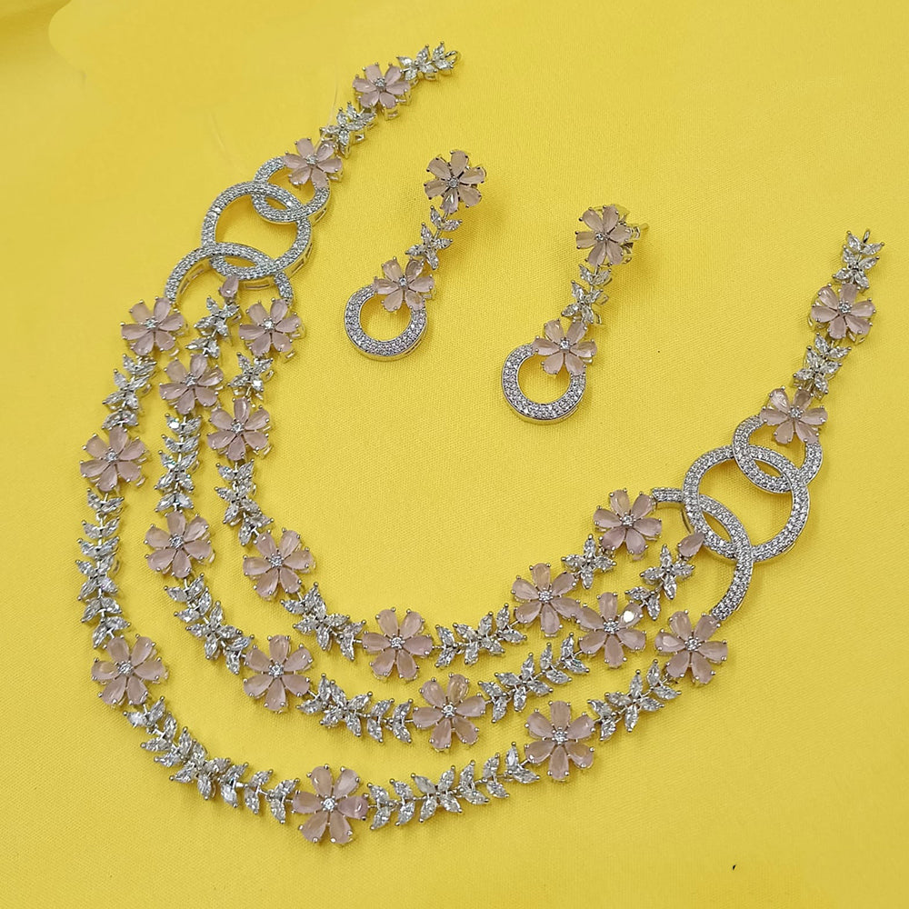 NAFJ Glamorous American Diamond Royal Elegance Necklace Set