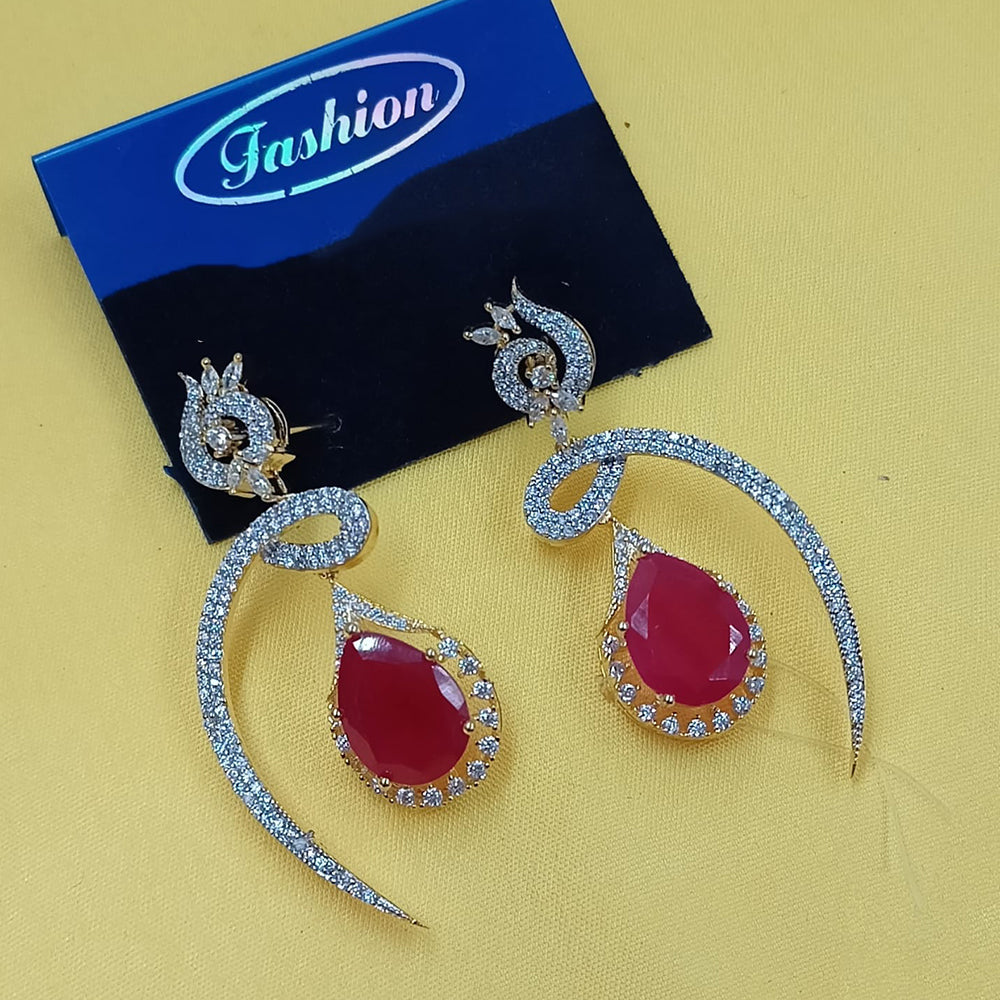 NAFJ Glam Drop American Daimond Dangler Earrings in Rhodium Finish