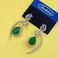 NAFJ Glam Drop American Daimond Dangler Earrings in Rhodium Finish