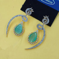 NAFJ Glam Drop American Daimond Dangler Earrings in Rhodium Finish