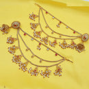 NAFJ Rajwadi Style Pota Stone And Pearl Grand Jhumki Earrings With Maangtikka 