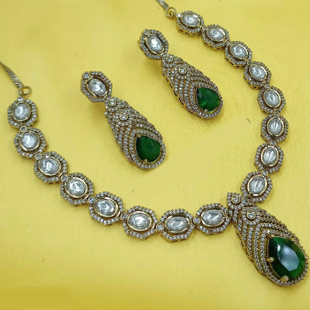 NAFJ Glamorous American Diamond And Kundan Necklace Set