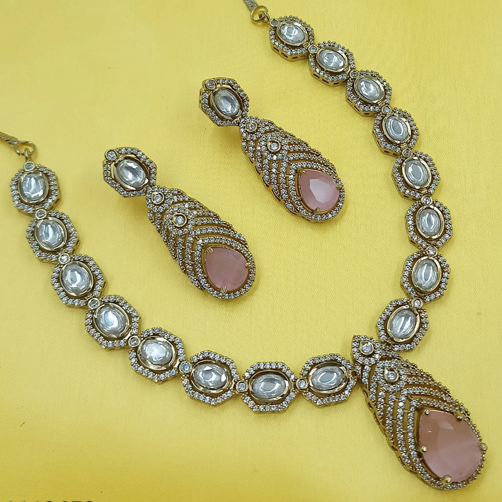 NAFJ Glamorous American Diamond And Kundan Necklace Set