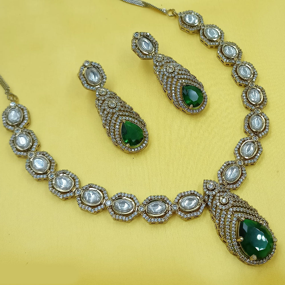 NAFJ Glamorous American Diamond And Kundan Necklace Set