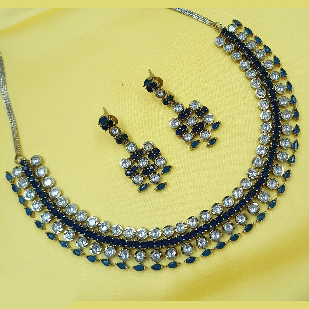 NAFJ Glamorous American Diamond And Kundan Necklace Set