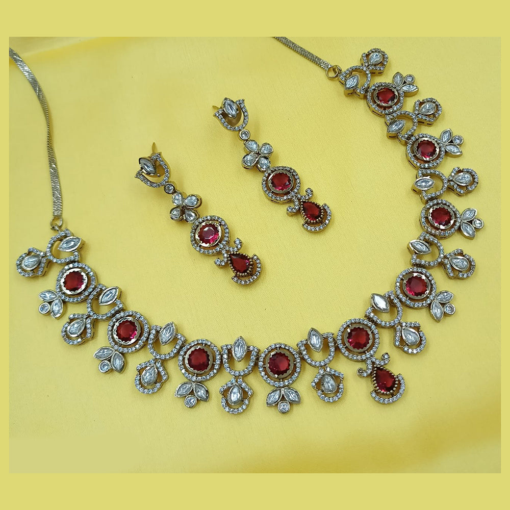 NAFJ Glamorous American Diamond And Kundan Necklace Set
