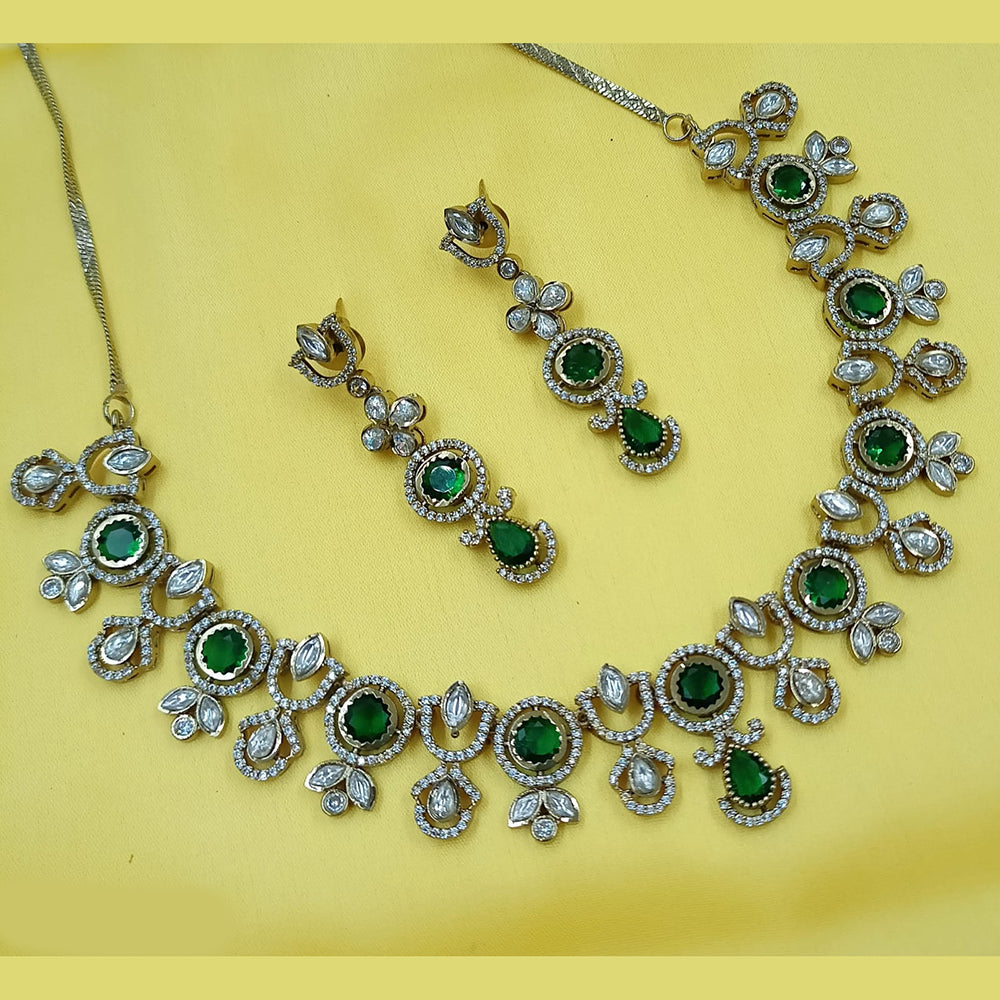 NAFJ Glamorous American Diamond And Kundan Necklace Set