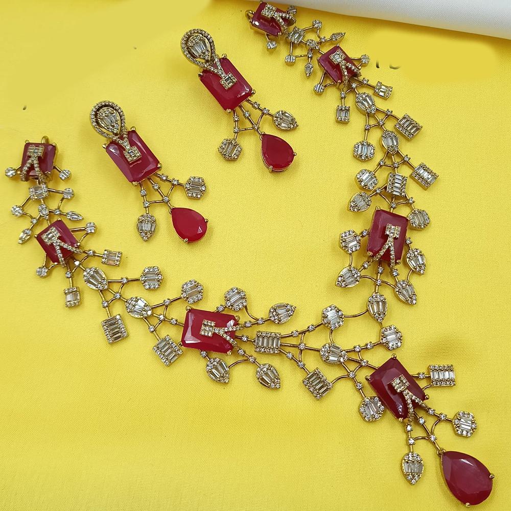 NAFJ Glamorous American Diamond Necklace Set