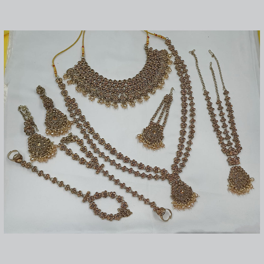 NAFJ Grand Austrian Stone And Pearl Wedding Special Beaded Bridal Set
