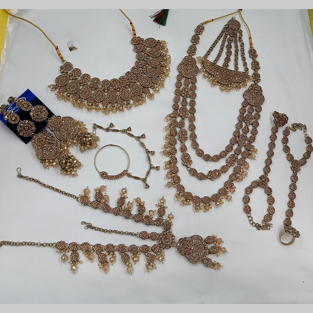 NAFJ Grand Austrian Stone And Pearl Wedding Special Beaded Bridal Set