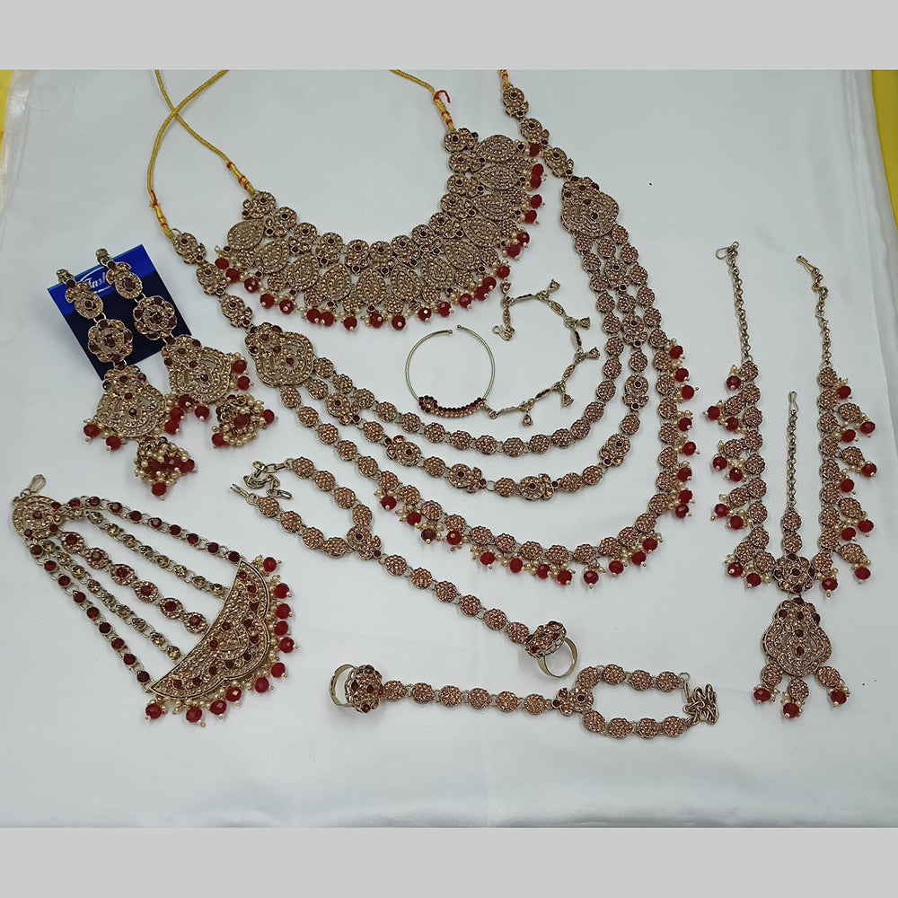 NAFJ Grand Austrian Stone And Pearl Wedding Special Beaded Bridal Set