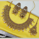 NAFJ Trendy Austrian Stone Pearl Necklace Set With Beads Work