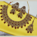 NAFJ Trendy Austrian Stone Pearl Necklace Set With Beads Work