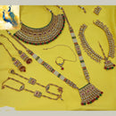 NAFJ Premium Pota Stone Pearl And Beads Meenakari Bridal Jewellery Set