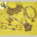 NAFJ Premium Pota Stone Pearl And Beads Meenakari Bridal Jewellery Set