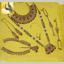 NAFJ Premium Pota Stone Pearl And Beads Meenakari Bridal Jewellery Set