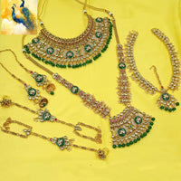 NAFJ Premium Pota Stone Pearl And Beads Meenakari Bridal Jewellery Set