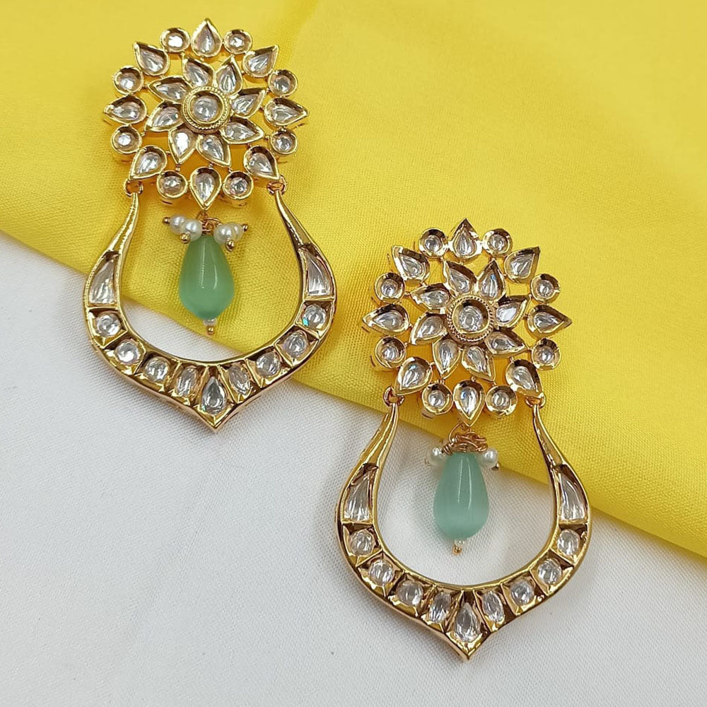 NAFJ Royal Look Polki Kundan Stone And Beads Dangler Earrings