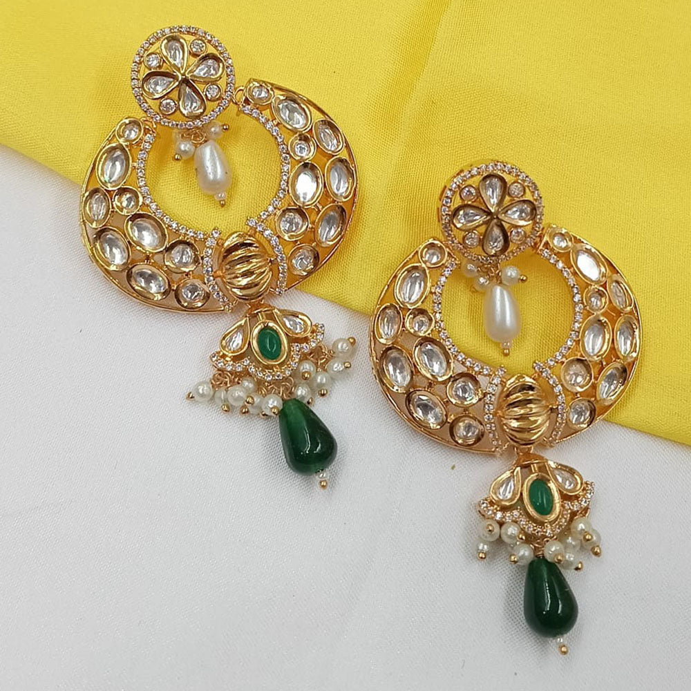NAFJ Royal Look Polki Kundan Stone And Beads Dangler Earrings