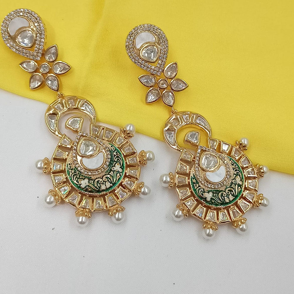 NAFJ Royal Look Polki Kundan Stone Meenakari Dangler Earrings